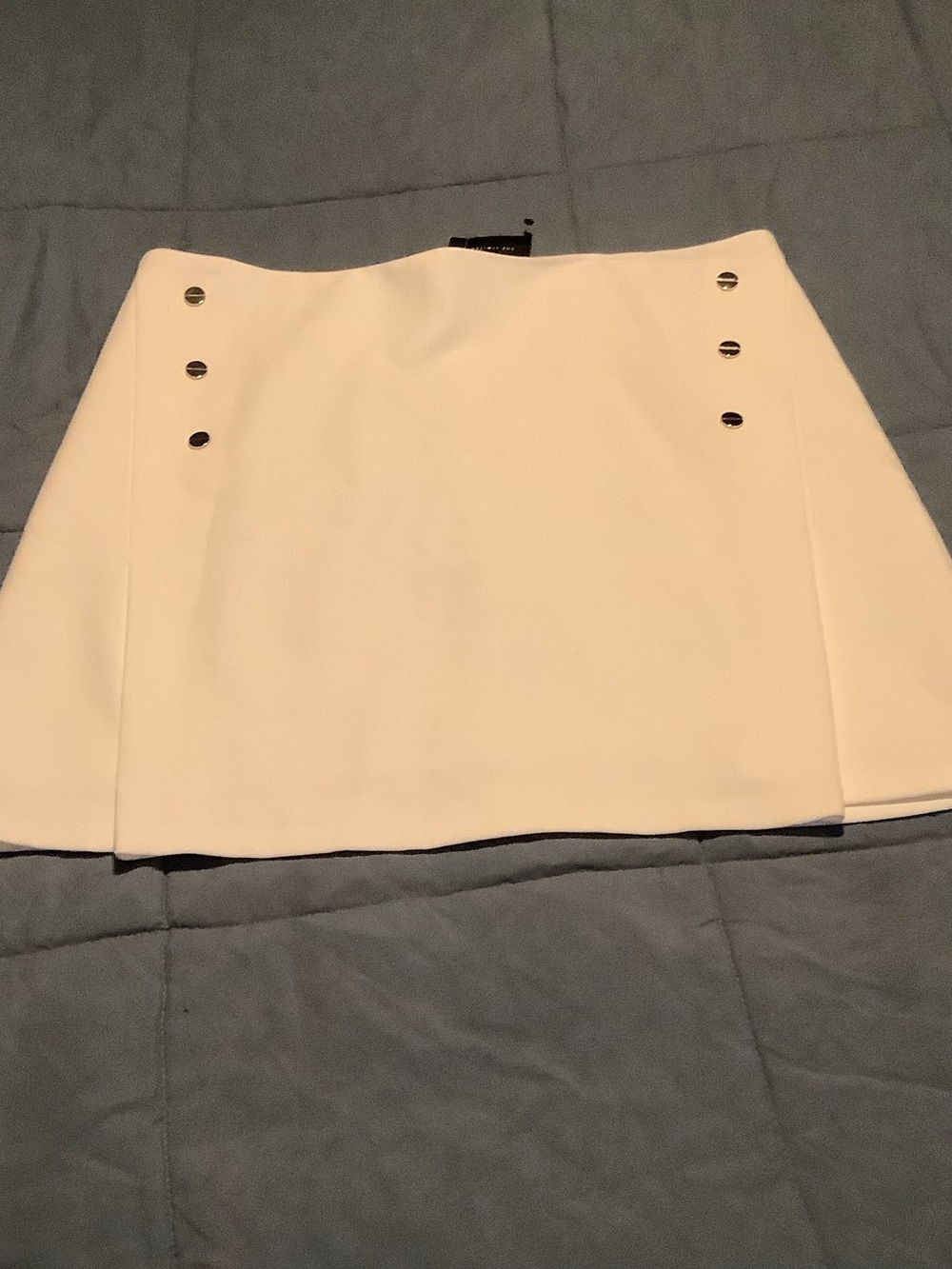 The Limited White Mini Skirt with Metal Button Accents
